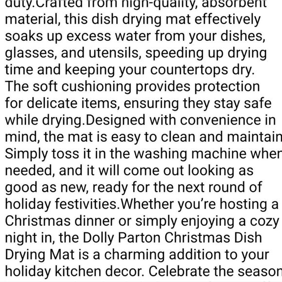 Dolly Parton Peppermint & Candy Cane Holiday Drying Mat - Picture 6 of 7